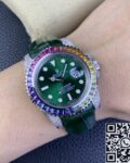 IPK Custom Rolex Submariner Rainbow Diamond Bezel Green Dial