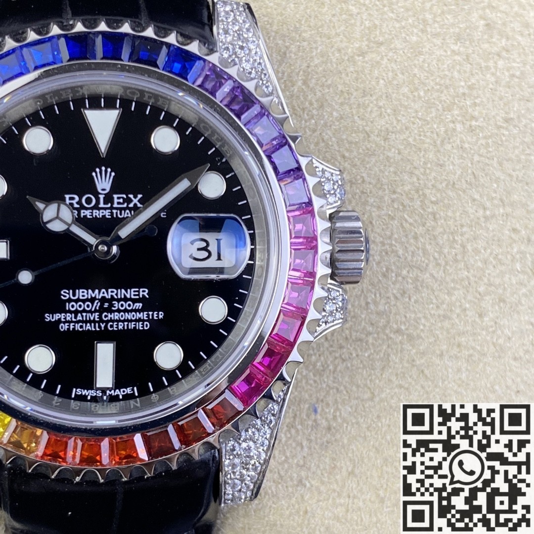 IPK Custom Rolex Submariner Rainbow Diamond Bezel Black Dial