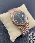 EW Factory Fake Rolex Day Date M228235 Black Dial Rose Gold Watch