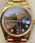 EW Factory Replica Rolex Day Date M128238-0022 Brown Dial Ladies Gold Watch