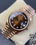 EW Factory Replica Rolex Day Date M128235-0037 Gradient Brown Dial Ladies Rose Gold Watch