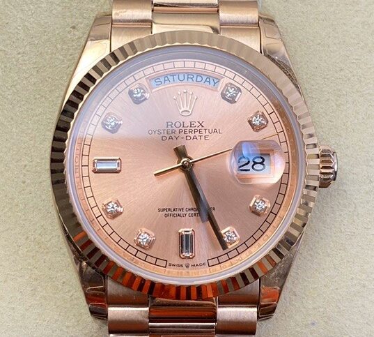 EW Factory Replica Rolex Day Date M128235-0037 Rose Gold Dial Ladies Rose Gold Watch