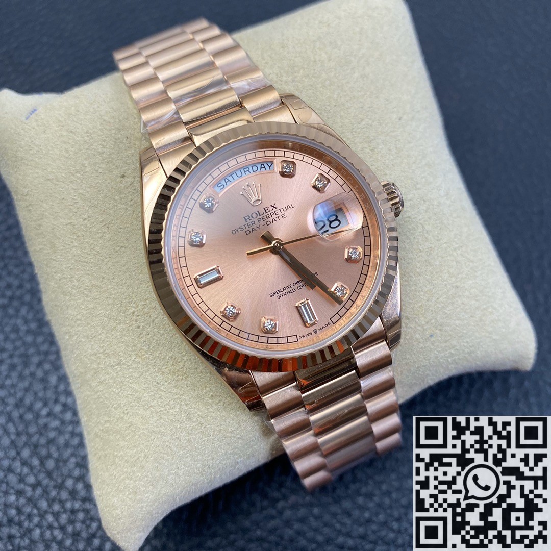 EW Factory Replica Rolex Day Date M128235-0037 Rose Gold Dial Ladies Rose Gold Watch