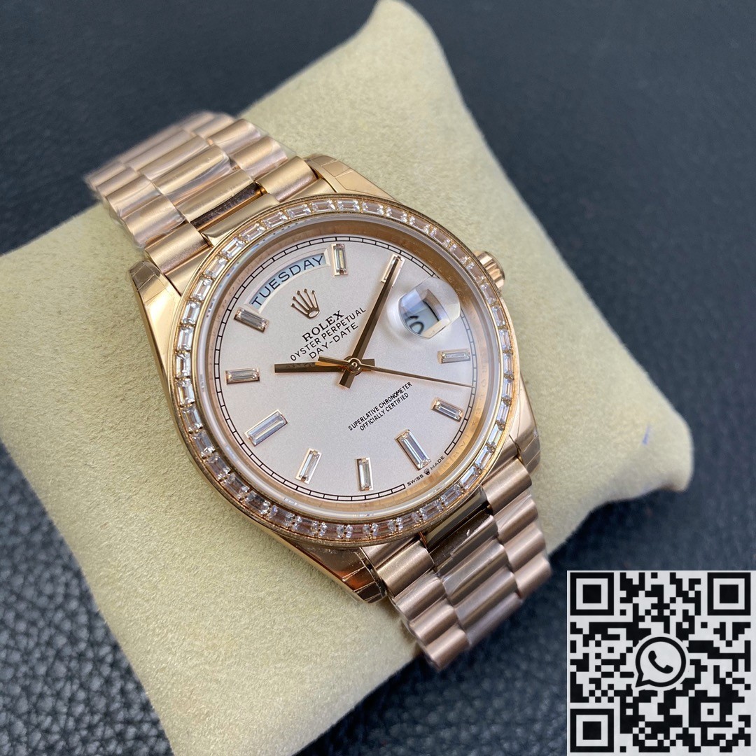 EW Factory Custom Rolex Day Date Rose Gold Diamond Watch