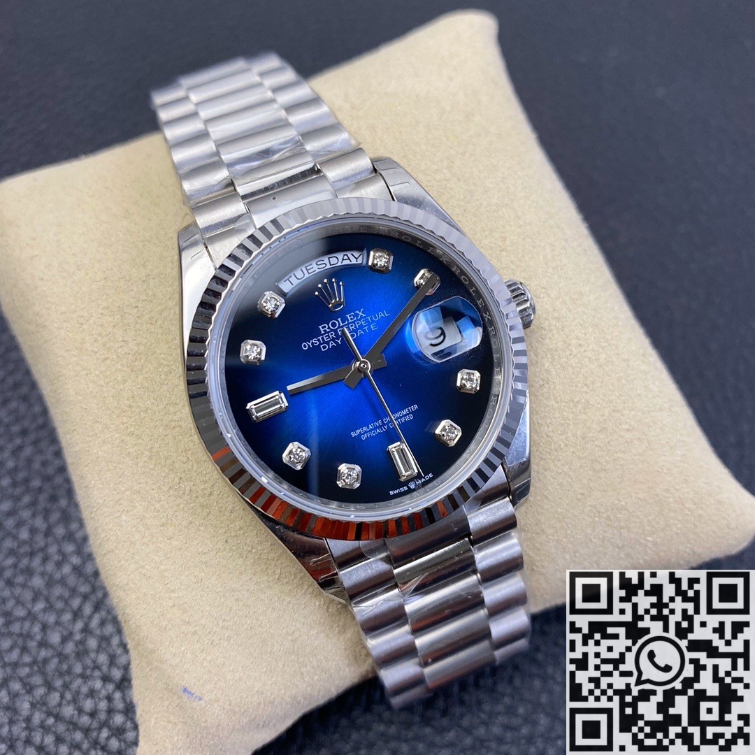 EW Factory Fake Rolex Day Date M128239-0023 Gradient Blue Dial