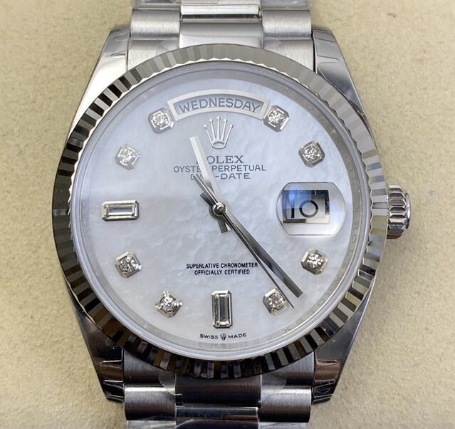 Replica Rolex Watches - Day Date  White Mother-of-Pearl Dial