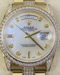 Iced Out Rolex Replica Day Date M128348RBR Gold Diamond