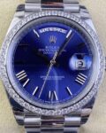 EW Factory Replica Rolex Day Date 228349RBR-0005 Blue Dial Diamond Watch