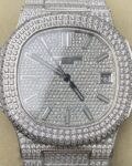 R8 Factory Fake Patek Philippe Nautilus 5711 Full Diamond Watch