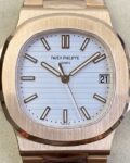 PPF Factory Fake Patek Philippe Nautilus 5711R White Dial Rose Gold Watches