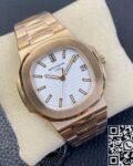 PPF Factory Fake Patek Philippe Nautilus 5711R White Dial Rose Gold Watches