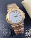 PPF Factory Fake Patek Philippe Nautilus 5711R White Dial Rose Gold Watches