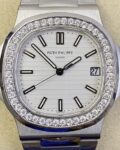 PPF Factory Replica Patek Philippe Nautilus 5711 White Dial Diamond Bezel Watches