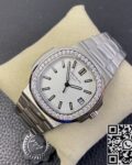 PPF Factory Replica Patek Philippe Nautilus 5711 White Dial Diamond Bezel Watches