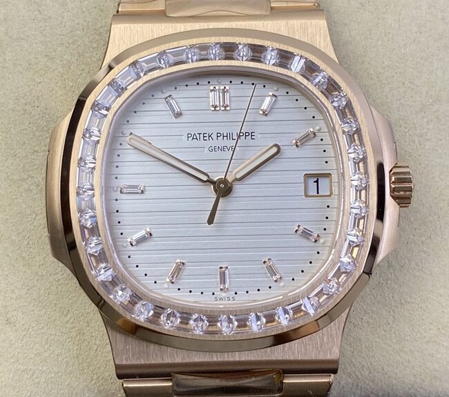 PPF Factory Replica Patek Philippe Nautilus 5711 Rose Gold Watches Diamond Bezel