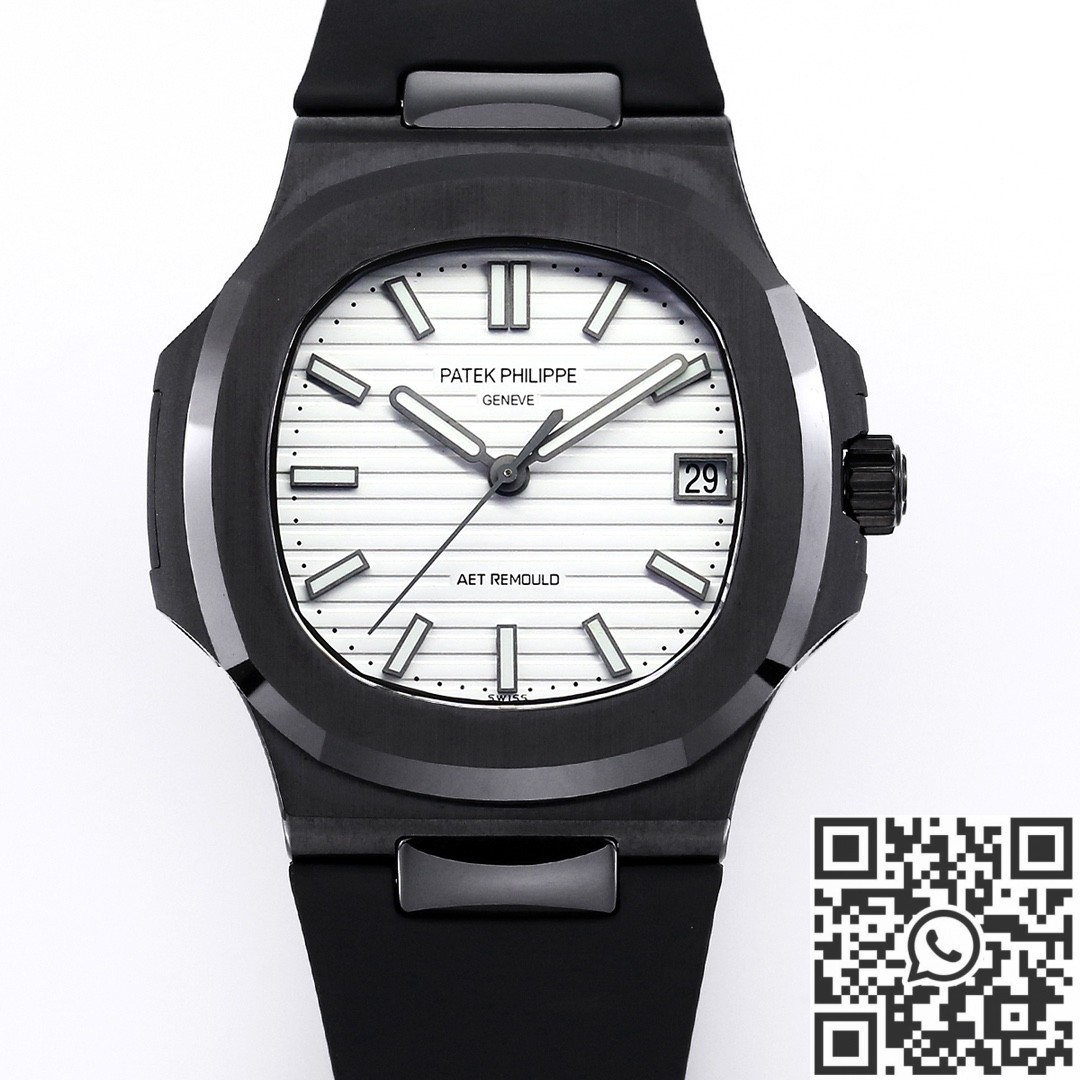 AET Custom Patek Philippe Nautilus Gradient Black Ceramic White Dial