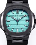 AET Custom Patek Philippe Nautilus Tiffany Blue Dial Black Ceramic Case