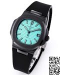 AET Custom Patek Philippe Nautilus Tiffany Blue Dial Black Ceramic Case