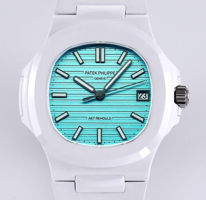 AET Custom Patek Philippe Nautilus Tiffany Blue Dial White Ceramic