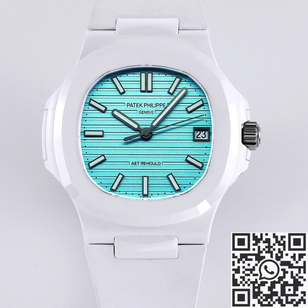 AET Custom Patek Philippe Nautilus Tiffany Blue Dial White Ceramic