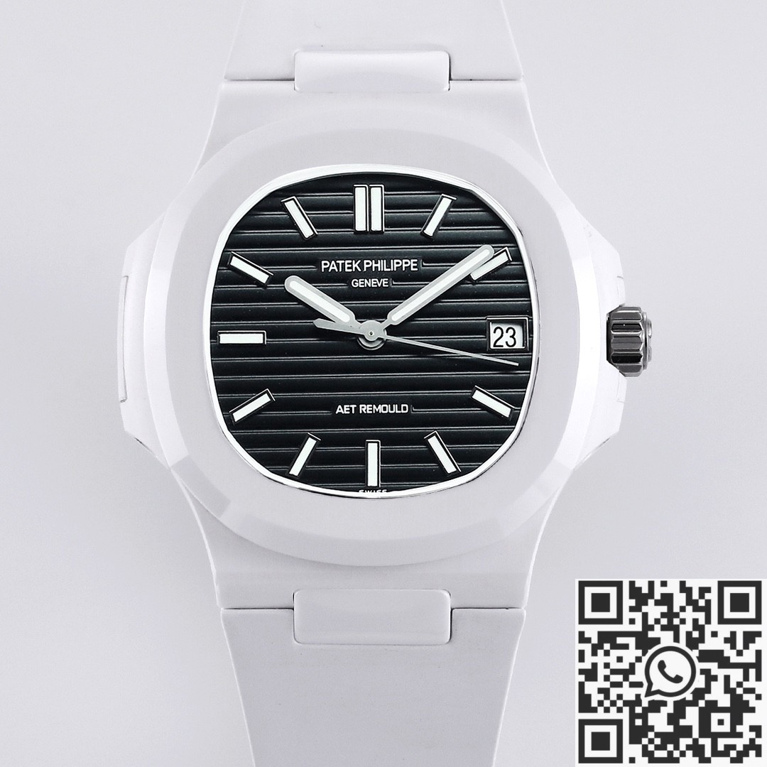 AET Custom Patek Philippe Nautilus Black Dial White Ceramic