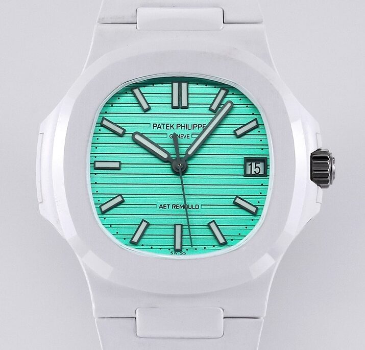 AET Custom Patek Philippe Nautilus Green Dial White Ceramic