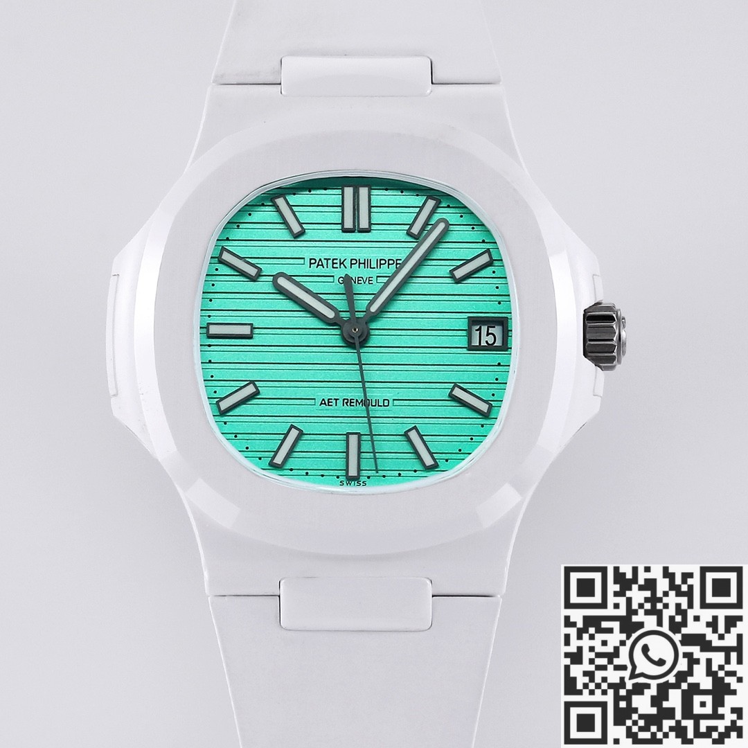 AET Custom Patek Philippe Nautilus Green Dial White Ceramic