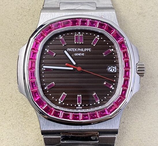 PPF Custom Patek Philippe Nautilus 5711 Red Diamond Gemstone Watch