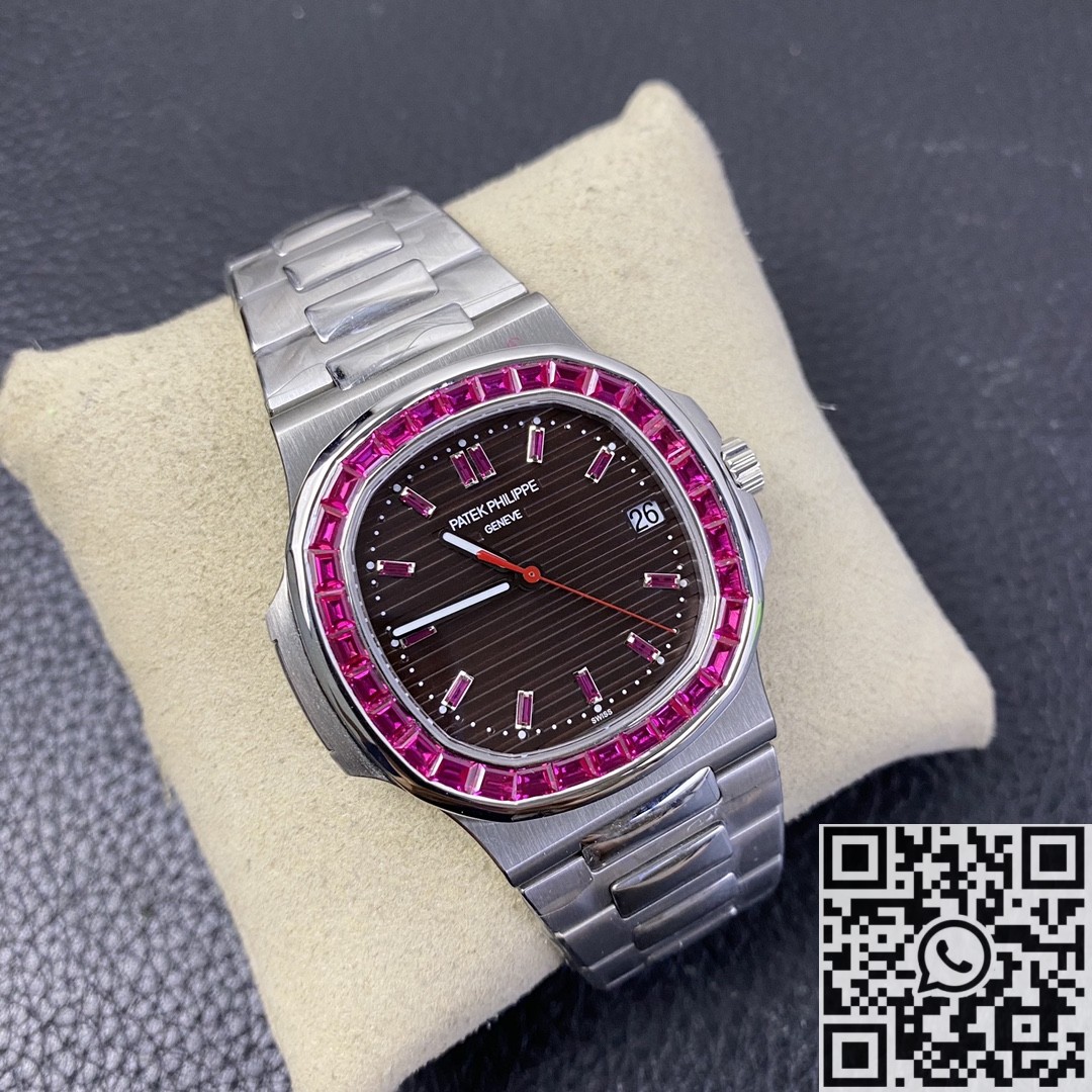 PPF Custom Patek Philippe Nautilus 5711 Red Diamond Gemstone Watch