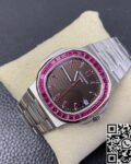 PPF Custom Patek Philippe Nautilus 5711 Red Diamond Gemstone Watch