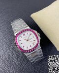 PPF Custom Patek Philippe Nautilus 5711 Red Diamond White Dial Watch