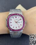 PPF Custom Patek Philippe Nautilus 5711 Red Diamond White Dial Watch