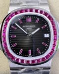 PPF Custom Patek Philippe Nautilus 5711 Red Diamond Black Dial Watch