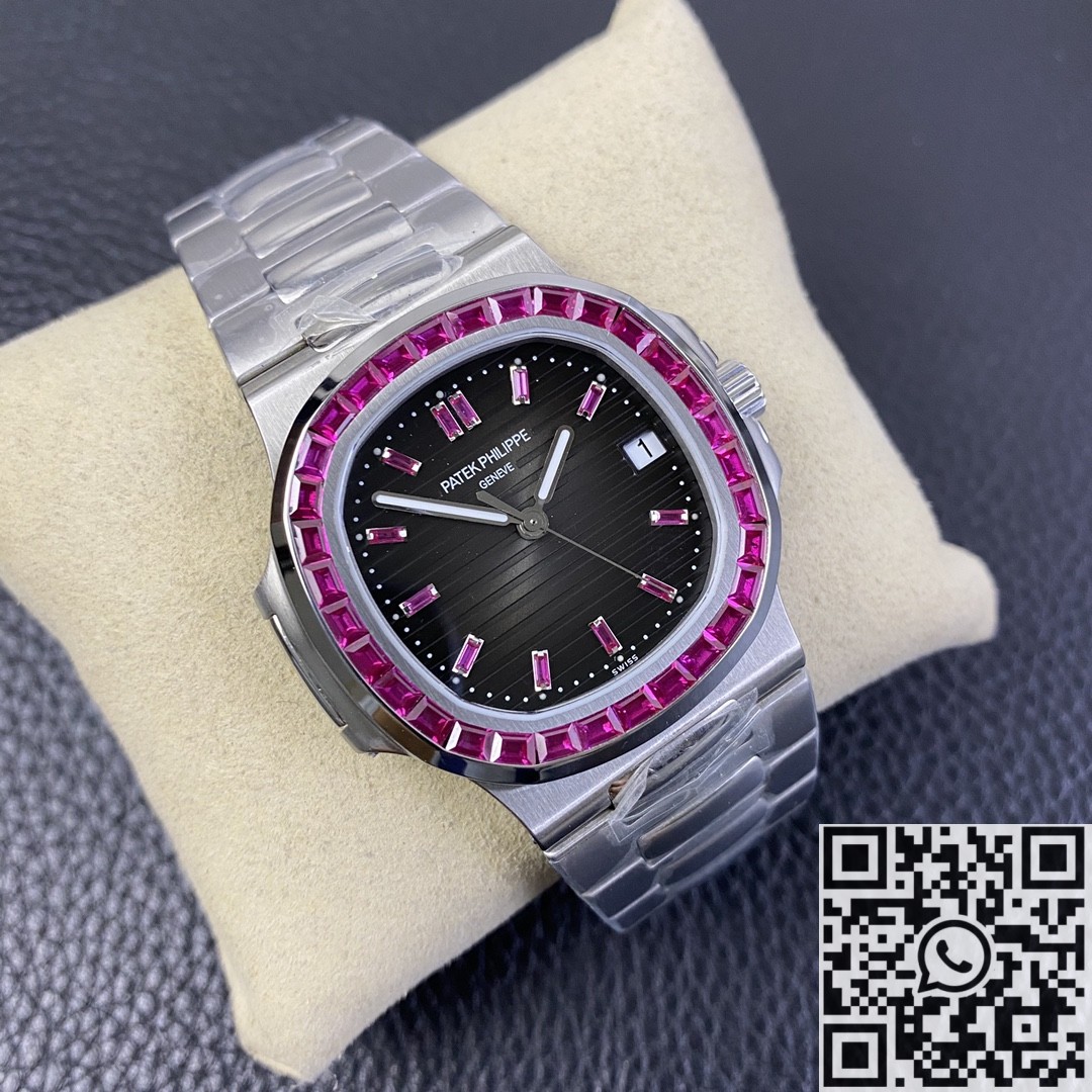 PPF Custom Patek Philippe Nautilus 5711 Red Diamond Black Dial Watch
