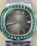 PPF Custom Patek Philippe Nautilus 5711 Emerald Diamond Green Dial Watch