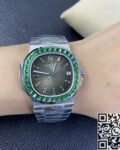 PPF Custom Patek Philippe Nautilus 5711 Emerald Diamond Green Dial Watch