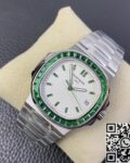 PPF Custom Patek Philippe Nautilus 5711 Emerald Diamond White Dial Watch