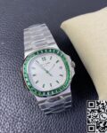 PPF Custom Patek Philippe Nautilus 5711 Emerald Diamond White Dial Watch