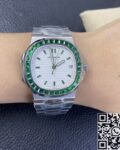 PPF Custom Patek Philippe Nautilus 5711 Emerald Diamond White Dial Watch