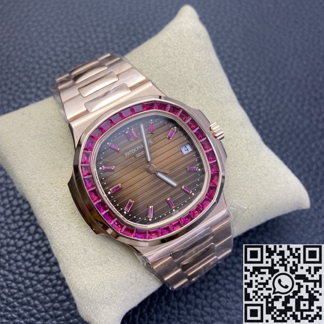 PPF Custom Patek Philippe Nautilus 5711 Red Diamond Rose Gold Watch