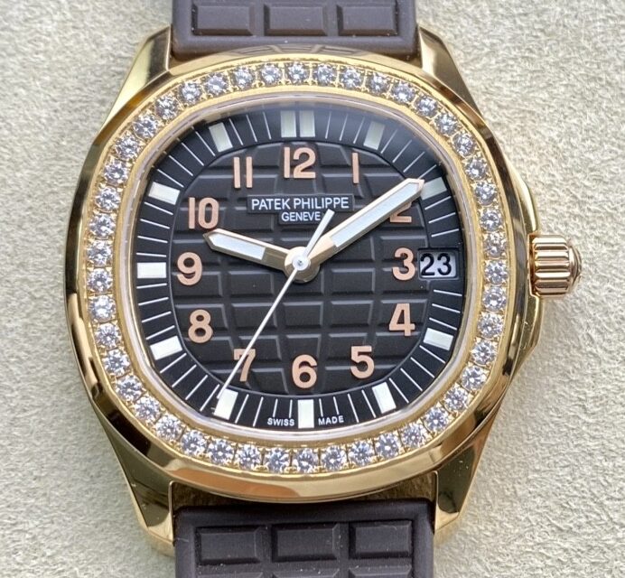 PPF Factory Replica Patek Philippe Aquanaut 5068R-001 Women's Rose Gold Diamond Watch