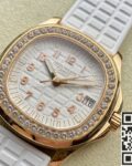 PPF Factory Replica Patek Philippe Aquanaut 5068R-010 Women’s Rose Gold Diamond Watch