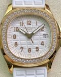 PPF Factory Replica Patek Philippe Aquanaut 5068R-010 Women’s Rose Gold Diamond Watch