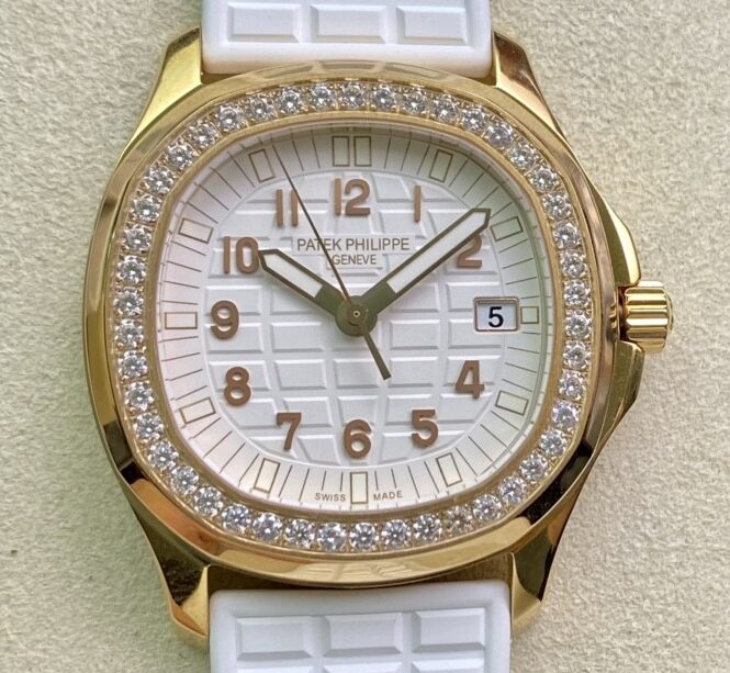 PPF Factory Replica Patek Philippe Aquanaut 5068R-010 Women’s Rose Gold Diamond Watch