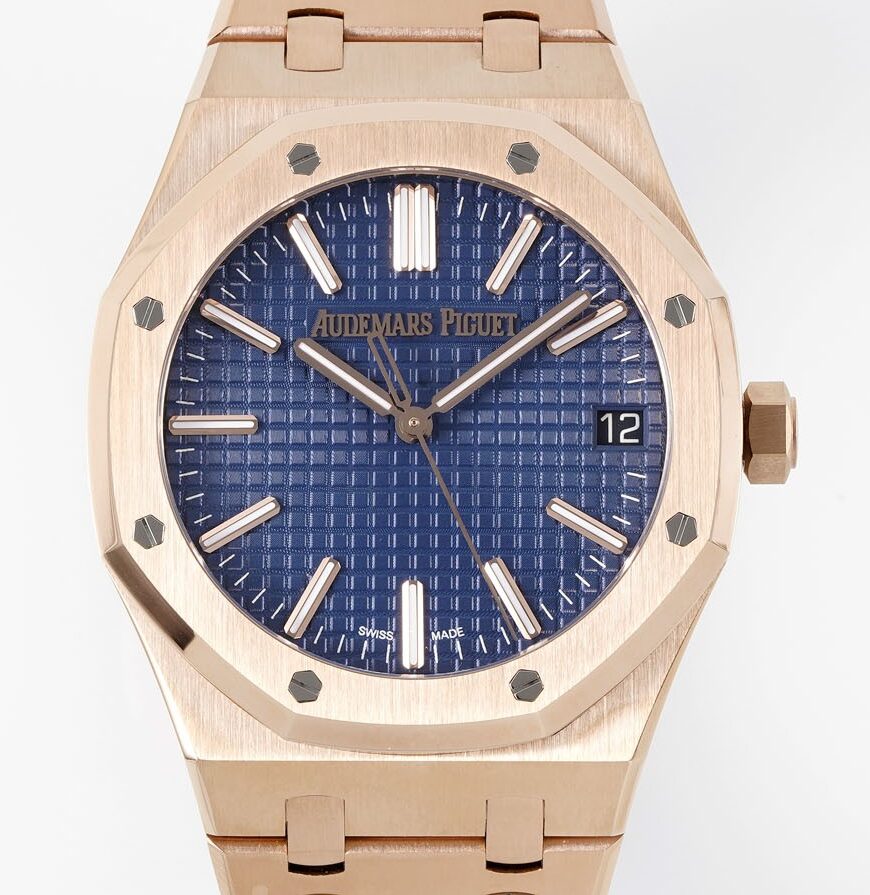 APS Factory Replica Audemars Piguet Royal Oak 15510OR.OO.1320OR.03 Rose Gold Blue Dial Watch