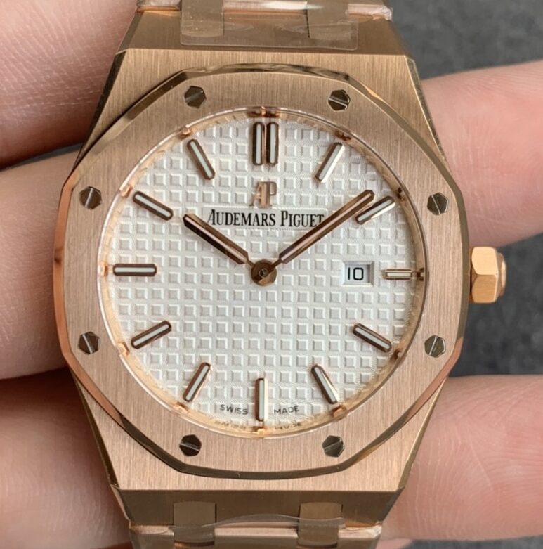 JF Factory Fake Audemars Piguet Royal Oak 67651ST Full Rose Gold Watch