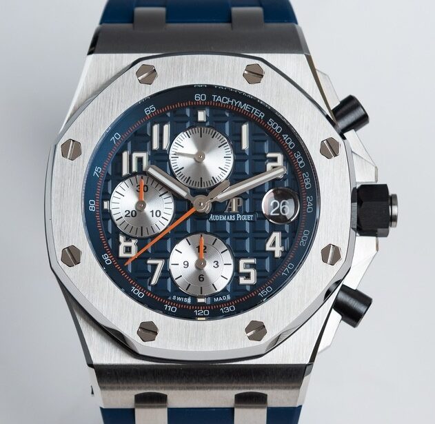 APF Factory Fake Audemars Piguet Royal Oak Offshore 26470ST.OO.A027CA.01 Blue Rubber Strap