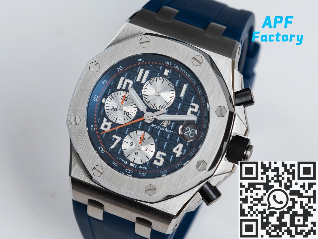 APF Factory Fake Audemars Piguet Royal Oak Offshore 26470ST.OO.A027CA.01 Blue Rubber Strap