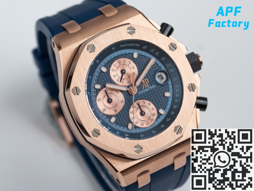 APF Factory Replica Audemars Piguet Royal Oak Offshore 26238OR Rose Gold Blue Dial Watch