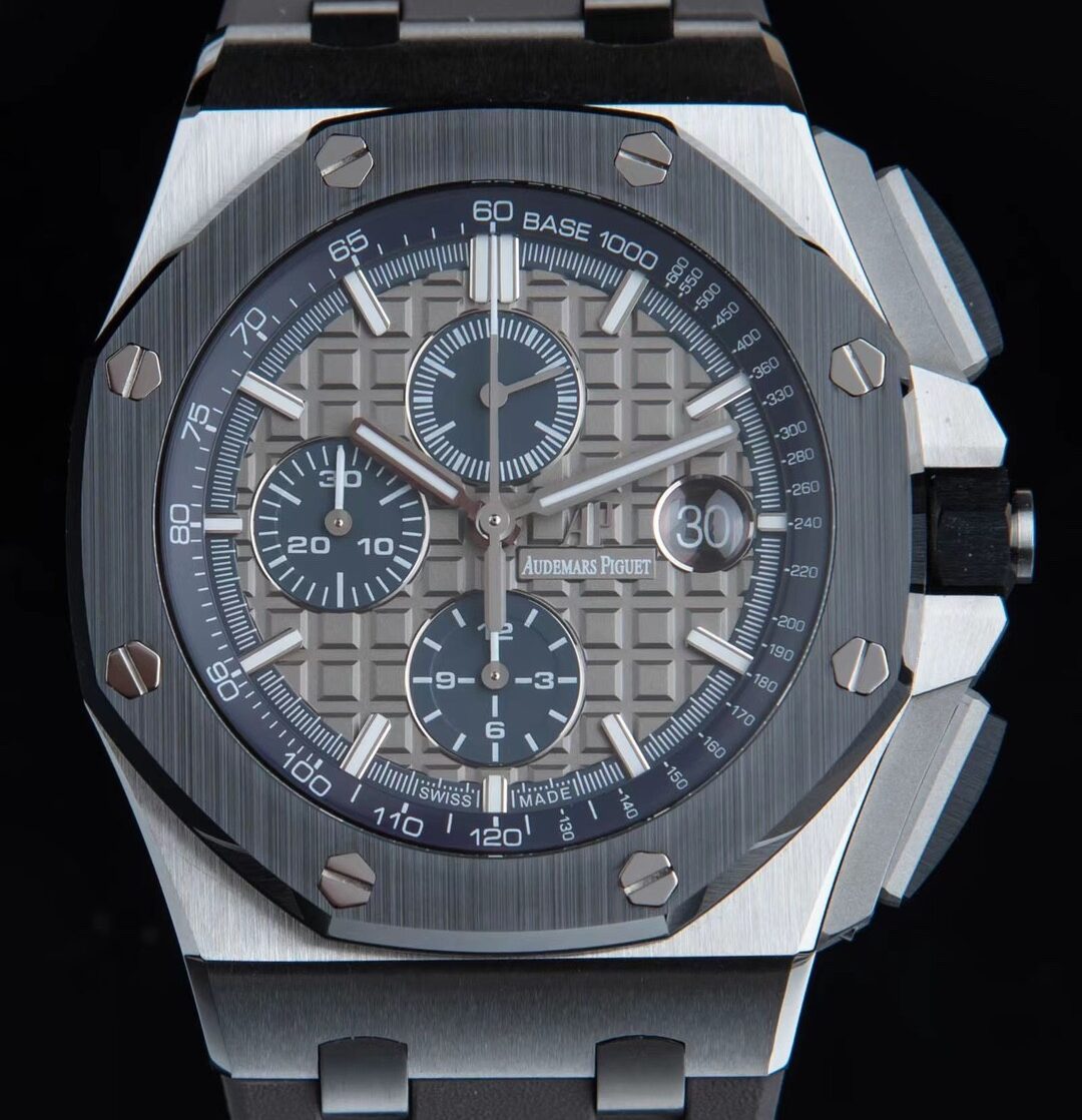 APF Factory Fake AP Royal Oak Offshore 26400IO.OO.A004CA.02 Gray Panda Plate Watch